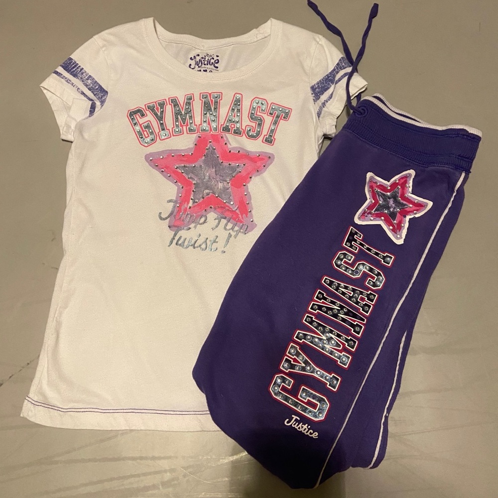 Justice Gymnast T- Shirt and Jogger Size 8